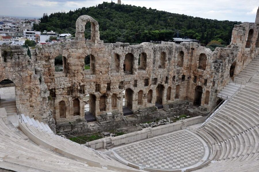 Athens: Acropolis Guided Walking Tour without Entry Ticket - Theater of Dionysus: a huge crowd, a big idea