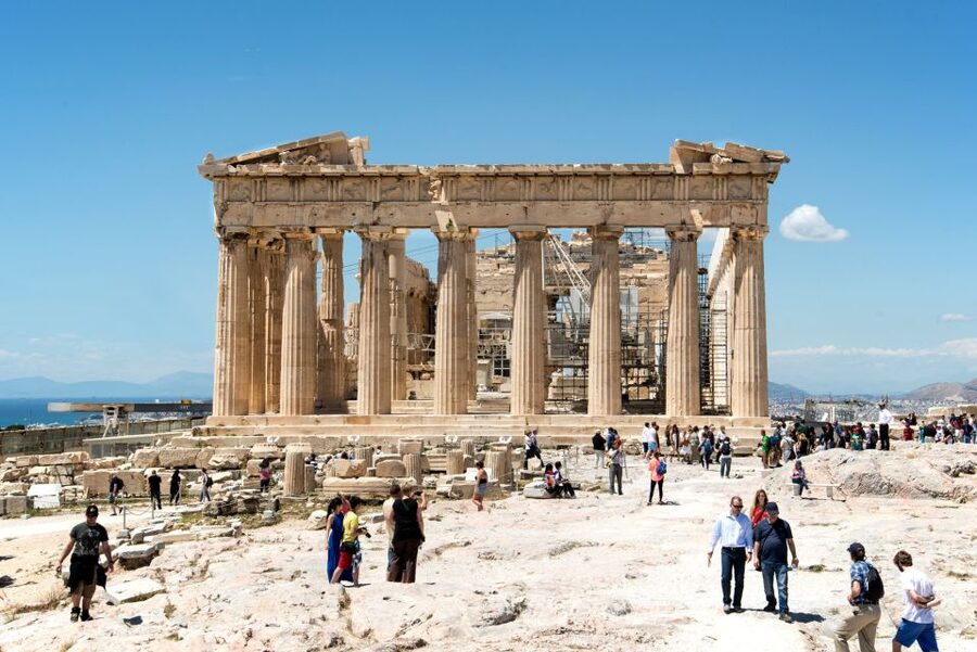 Athens: Acropolis, Parthenon & Acropolis Museum Guided Tour - Odeon of Herodes Atticus, old stone with a modern calendar