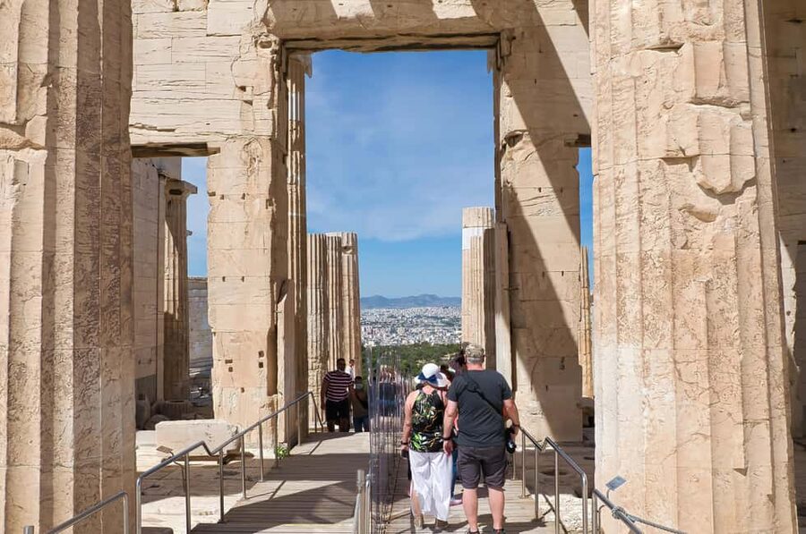 Athens: Acropolis Self-Guided Audiovisual Tour w/ 3D Models - Views over Athens, including the sea in the distance