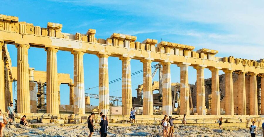 The Parthenon on the Acropolis of Athens at golden hour