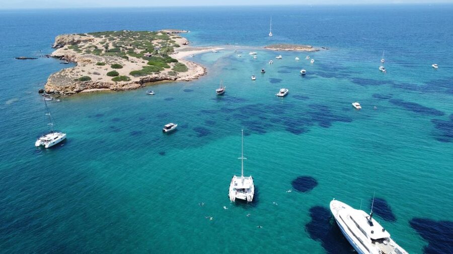 Athens: Catamaran Cruise with Fresh Lunch and Wine - Hydroussa islet: the first swim stop where you get the “sea only” feeling