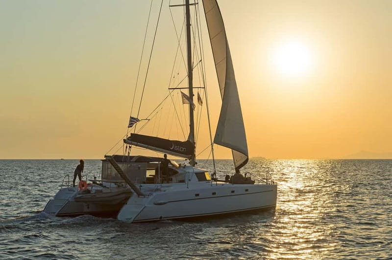 Athens: Half-Day Sunset Catamaran Cruise with Meal & Drinks - Where you board in Athens and how to handle the pre-cruise details