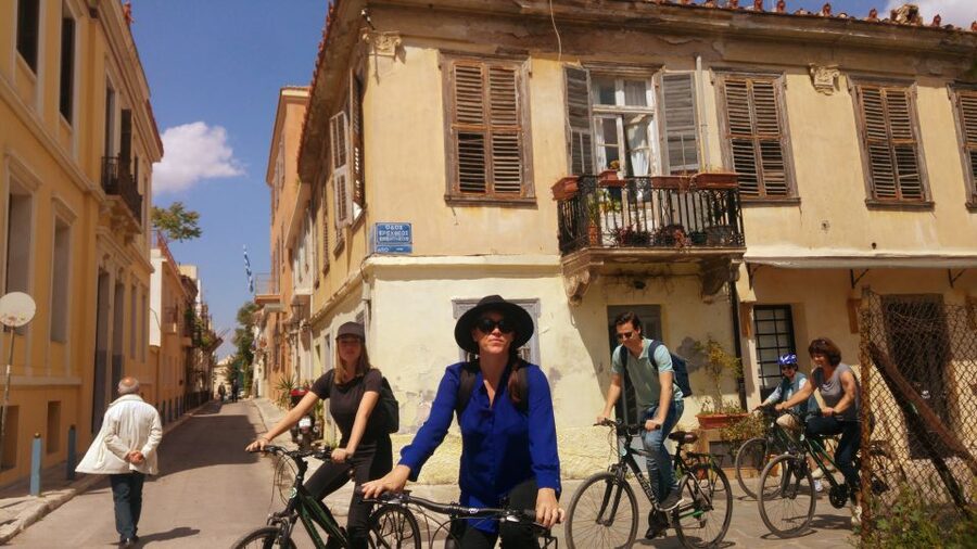 Athens: Sunset Bike Tour - Temple of Hephaestus stop and what to notice in the details