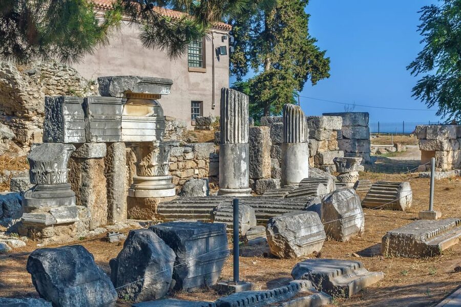 From Athens: Private Anc. Corinth, Temple of Hera, Blue Lake - Ancient Corinth ruins, Saint Paul’s Corinth, and the Temple of Apollo remains