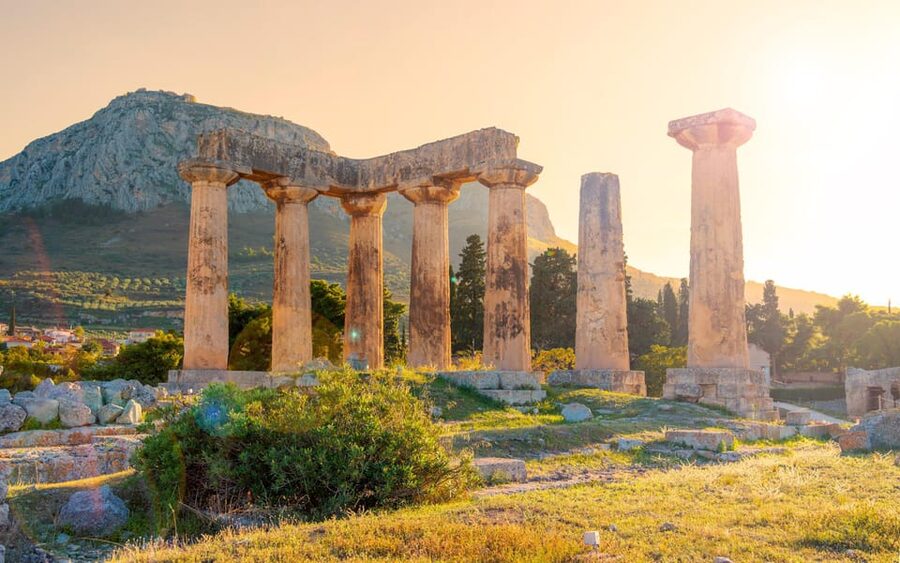 From Athens: Private Anc. Corinth, Temple of Hera, Blue Lake - The Isthmus Canal viewpoint, where the Ionian Sea and Aegean Sea meet