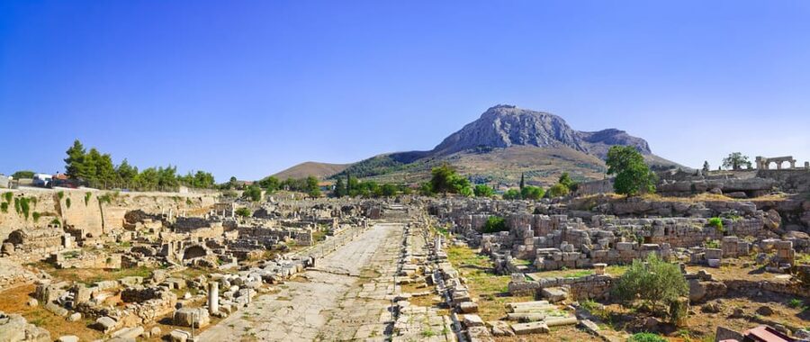 From Athens: Private Anc. Corinth, Temple of Hera, Blue Lake - Malagavi Lighthouse, 1897 stone and panoramic gulf views