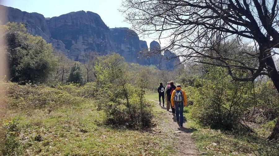 Meteora: Easy Hiking Adventure - Descending near the cave of St George Mandilas and the handkerchief ritual