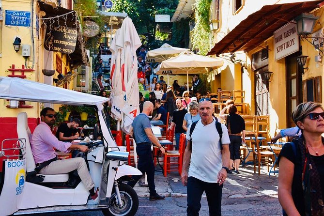 Tuk Tuk Athens Complete City Center Tour - 100% Electric (3 hour) - Plaka by tuk-tuk: Anafiotika streets, Hadrian’s Library, Roman Agora, and the Tower of Winds